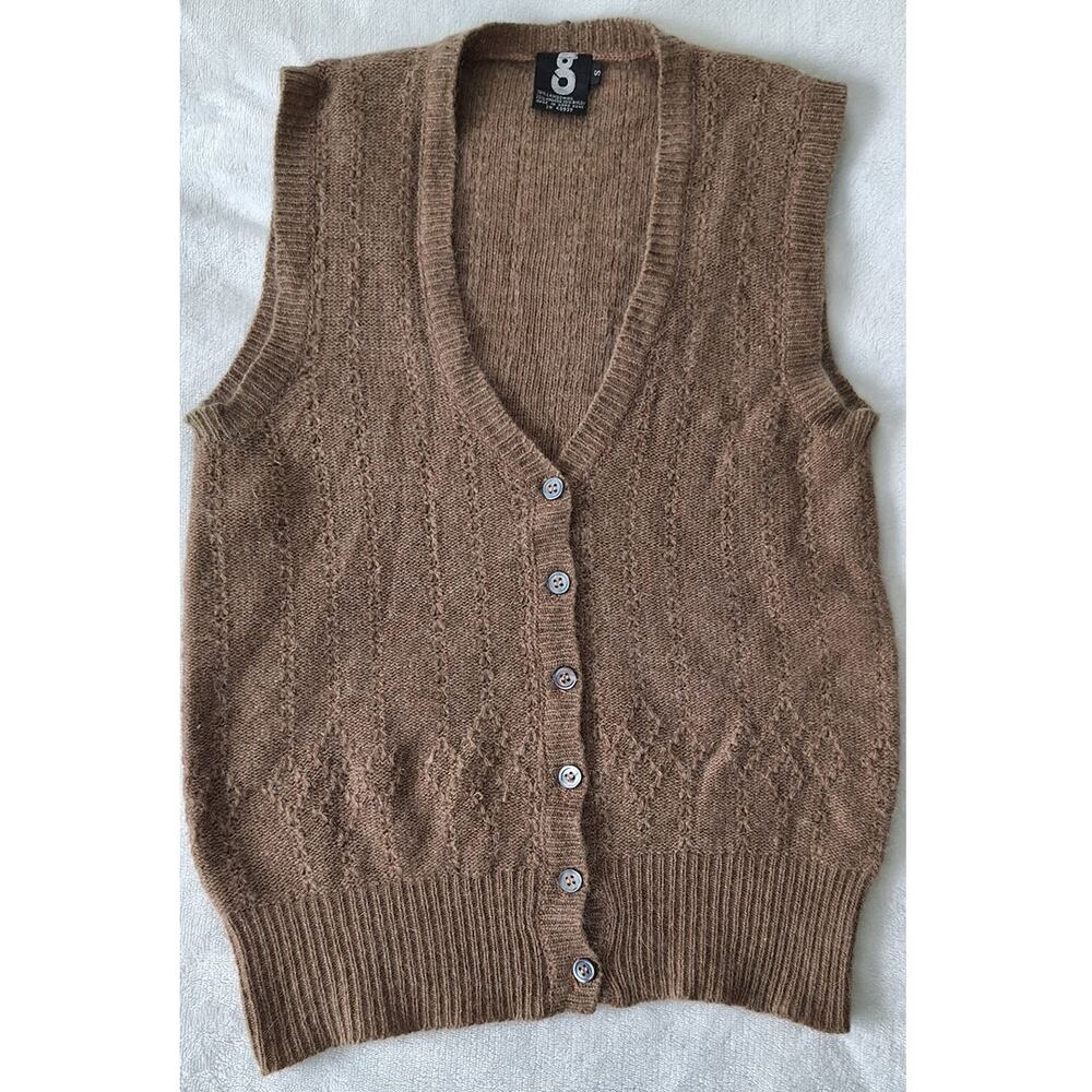 Vintage Womens Lambswool Angora Wool Lightweight Brown Sweater Vest Size S Cozy